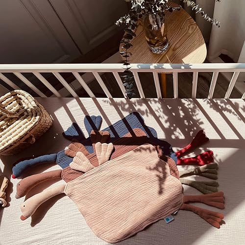 Miniatura 7 de lulumoon Manta de Seguridad de Ganso Lovey de Muselina para Bebés, Viajes y Guardería - Juguete Suave Amigable con la Piel para Autocalmarse