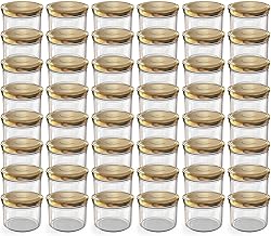 Oputec 48 x 230ml Gold Screw Top Mason Jars - Perfect for Jams, Jams and More, Small Jars with Lids Ideal as Mini Jam Jars and Screw Jars