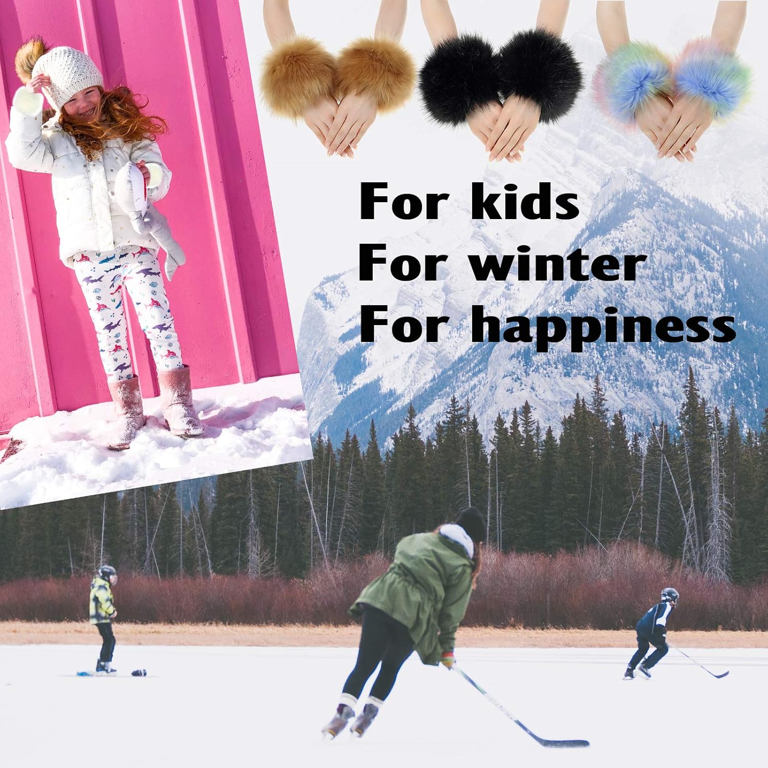 Women's Faux Fur Arm Warmers Wrist Cuffs Winter Bands Furry Warmer Party Costume (Beige) at  Women’s Clothing store