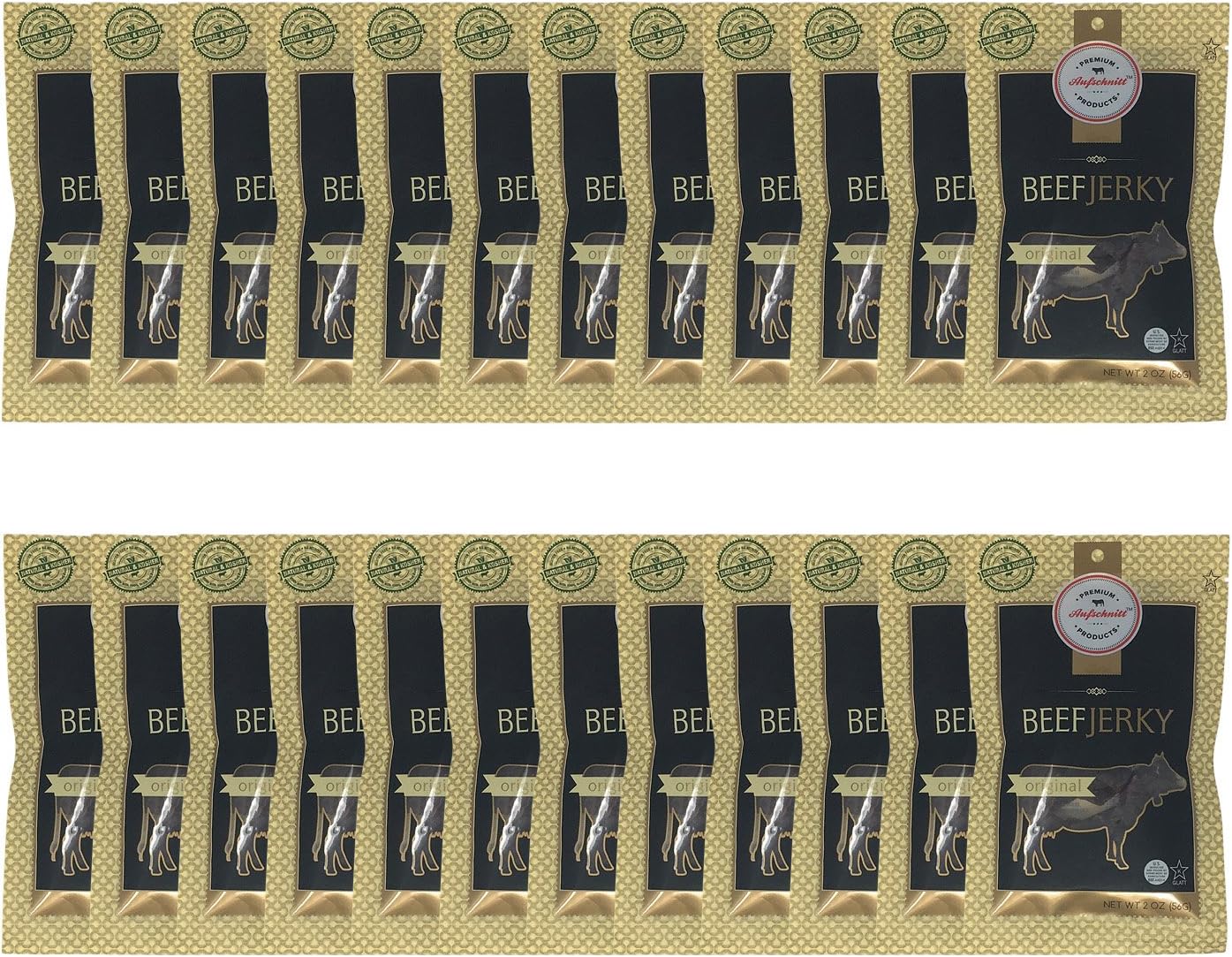 Aufschnitt Grass Fed Beef Jerky - Low Sodium, Certified Kosher - Made in USA - Keto Friendly - 24 Pack, Original