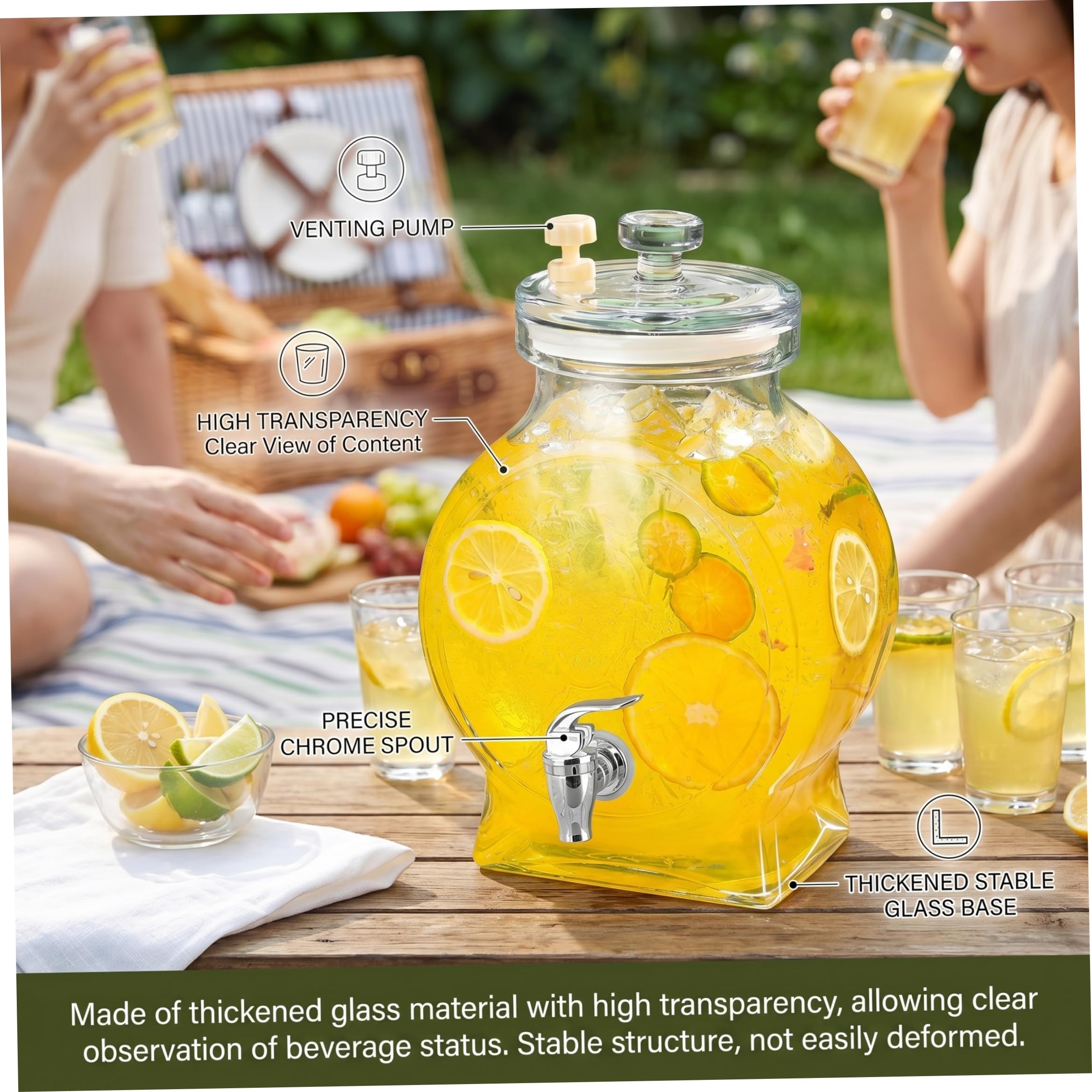 Distributeur de boissons pour réfrigérateur, distributeur de boissons en verre transparent de 2,5 l avec robinet en plastique anti-fuite pour fêtes de réfrigérateur