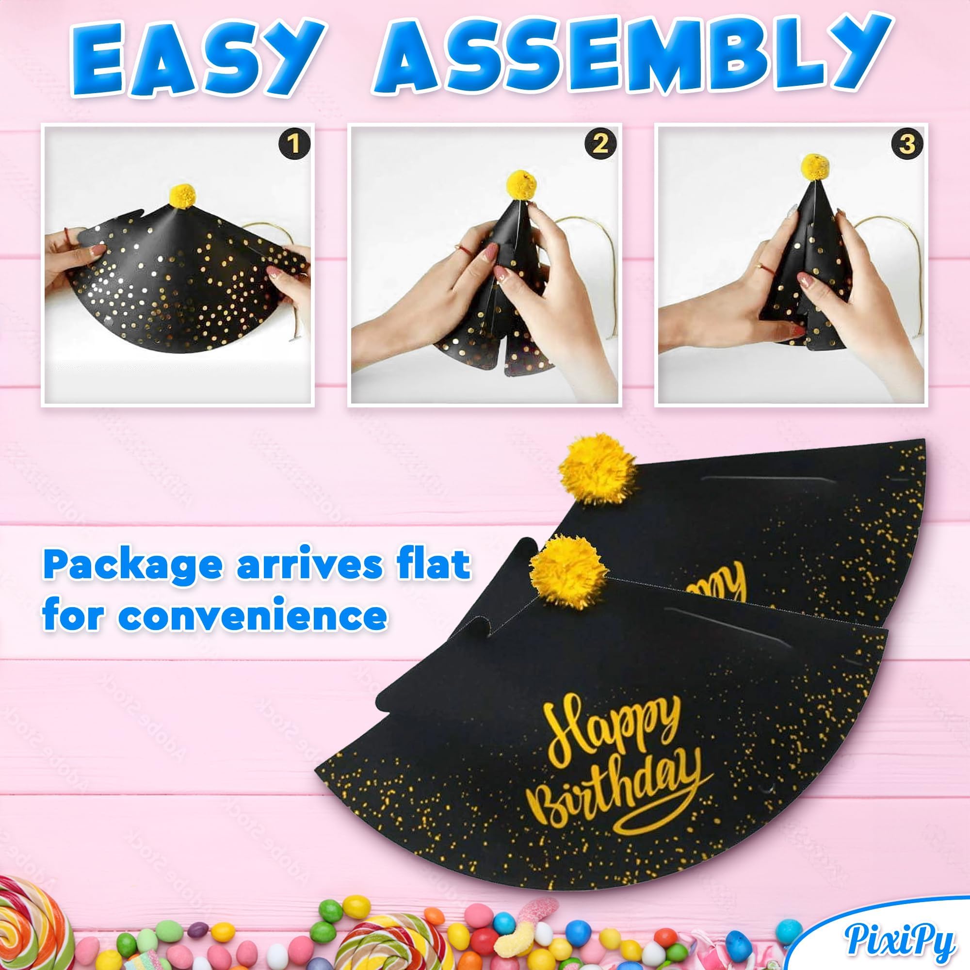 Birthday Party Hats for Kids - 10 Pieces - Celebration Headwear for Unforgettable Parties