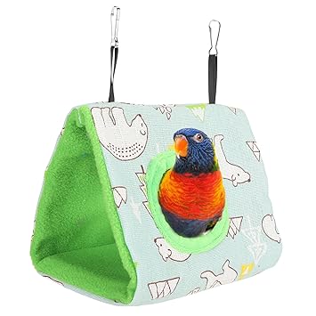 Bird Hammock Tent, Flannel Comfortable Pet Hanging Hammock Pet Supplies Parrots Hammock Warm for Playing(M, Bear + Green Background)