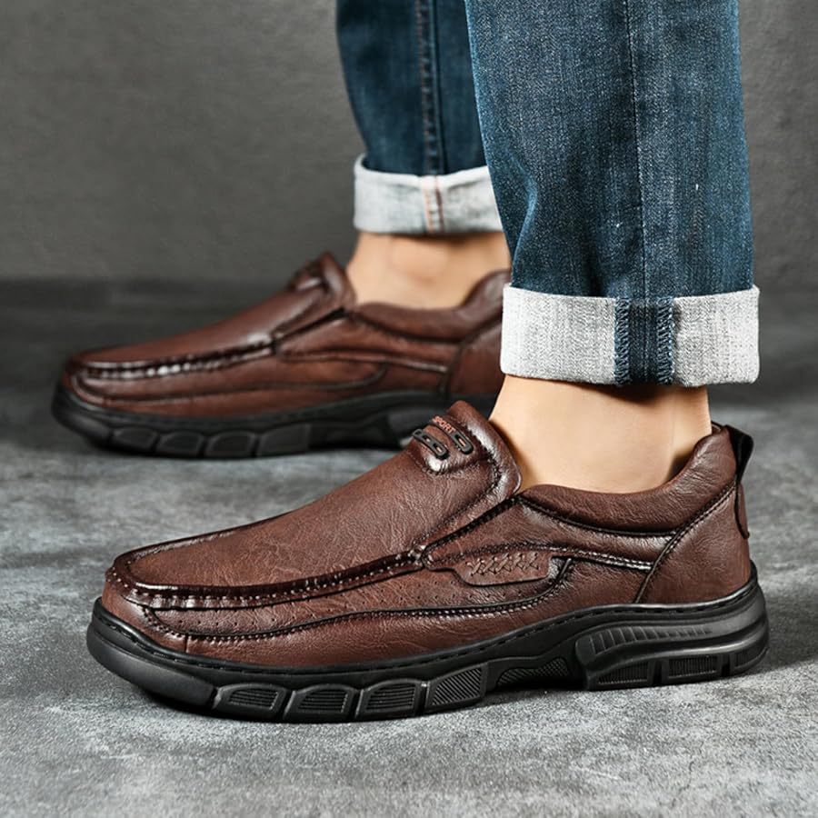 Vintage-Inspired cow ? leather Brown Leather Slip-On Loafers by On Running Amazon.com | Men main image 3