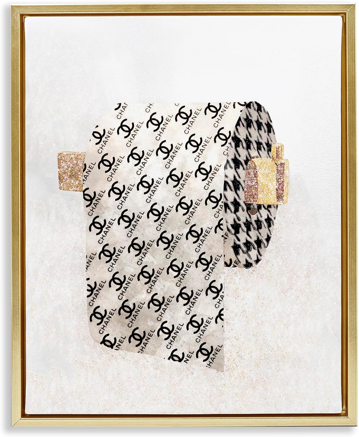 Stupell Industries Fashion Glam Toilet Paper Designer Detailing Framed Floater Canvas Wall Art Design by Ziwei Li