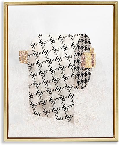 Stupell Industries Diseño de arte de pared de lienzo flotante enmarcado con diseño de diseñador de papel higiénico glamuroso de moda por Ziwei Li