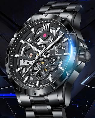 Automatic Watches for Men Hollow Out Self- Winding Mens Mechanical Watch Luxury Independent Seconds Dial Stainless Steel Luminous Skeleton Wristwatch