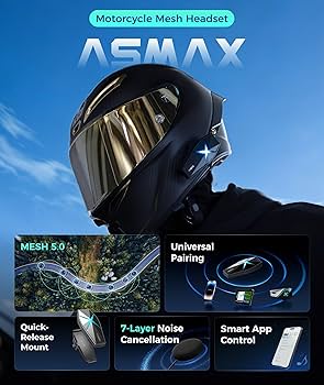 Amazon.com: ASMX F1s Motorcycle Bluetooth Headset with Smart Voice