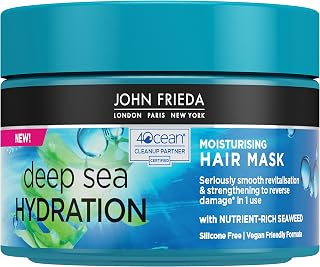 John Frieda Deep Sea Hydration Moisturising Hair Mask, Deep Conditioning Smoothing Treatment for Dry, Damaged Hair 250ml