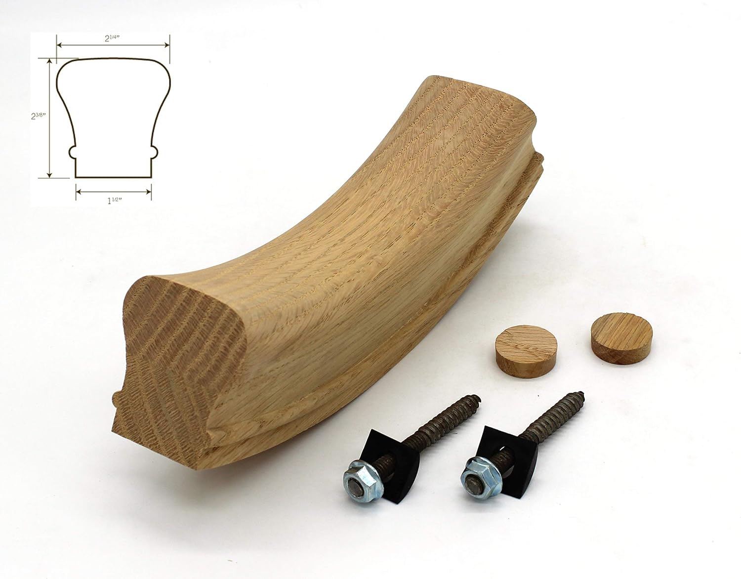 7012 Up Easing, 6010 Series, Hardwood Red Oak Stair Handrail Part