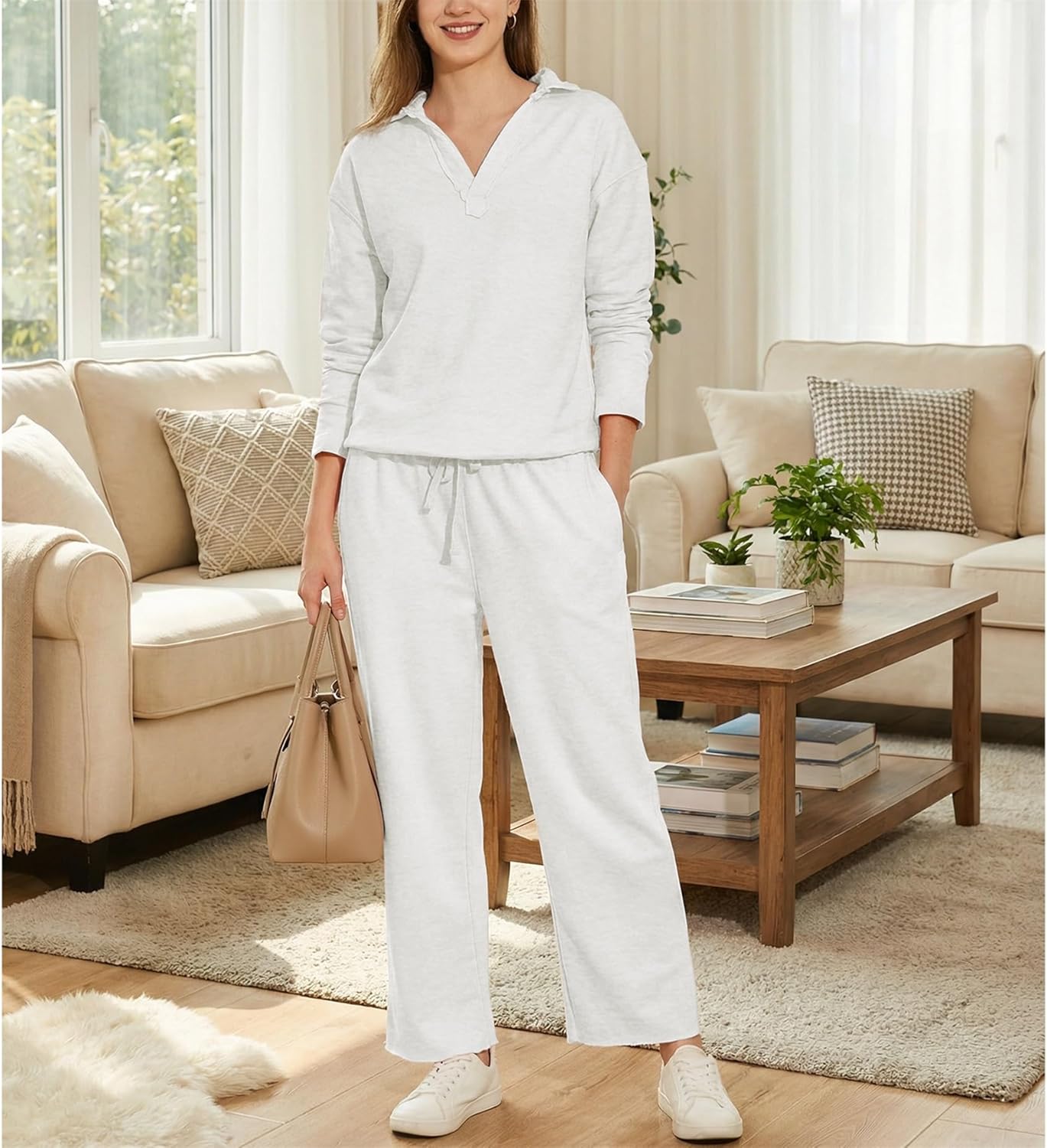 Women's Carmel Tracksuit 2 Piece Set - Patrick Pullover Sweatshirt & Catherine Sweatpants - Casual Lounge Set - Image 4