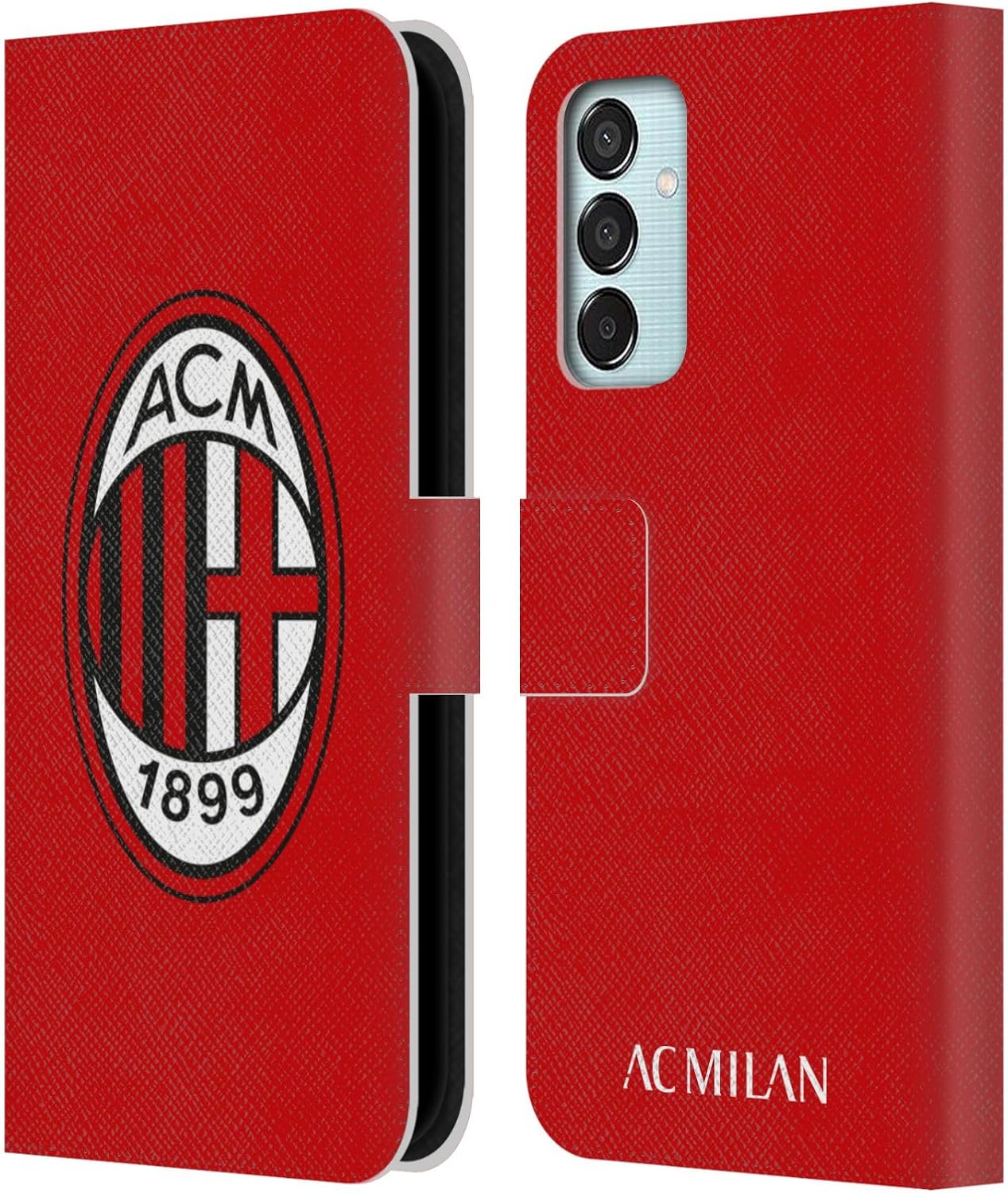 Head Case Designs Officially Licensed AC Milan Full Colour Red Crest Leather Wallet Case Compatible with Samsung Galaxy M15/F15 5G