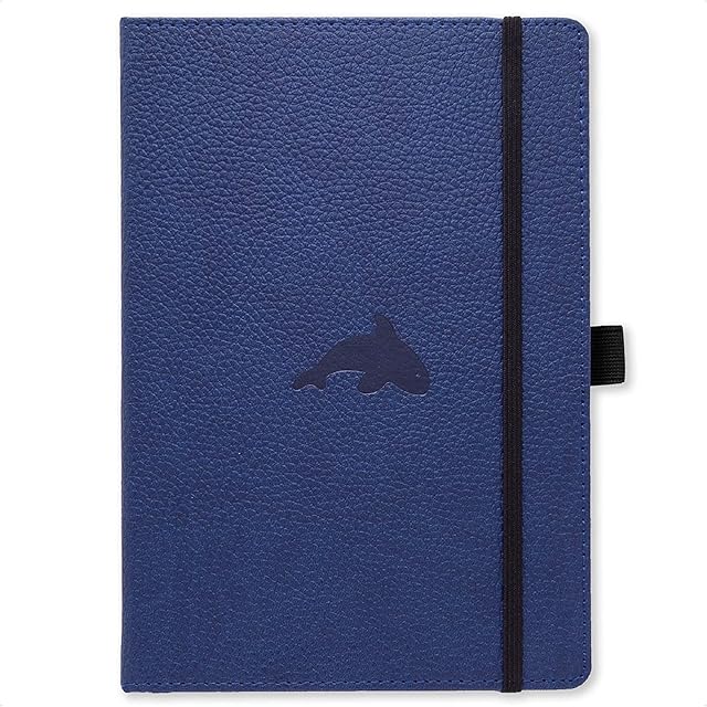 Dingbats - Wildlife Lined Extra Large Notebook, Blue Whale, A4 - Hardcover Notebook - PU Leather - Perforated, Cream 100gsm Ink-Proof Paper - Includes Pocket, Elastic Closure, Pen Holder, & Bookmark