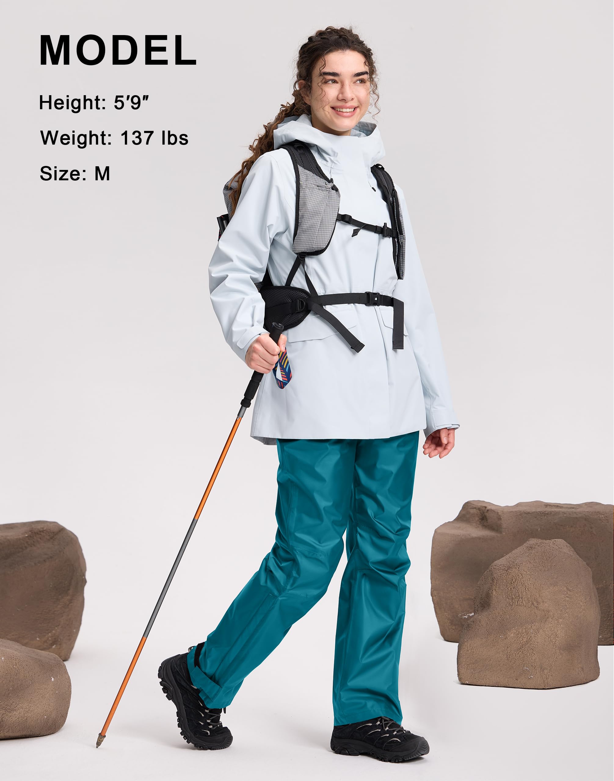 Pioneer Camp Pantalon de pluie pour femme - Imperméable (20 000 mm), respirant et pliable - Pantalon d'extérieur pour la randonnée, le cyclisme et l'alpinisme