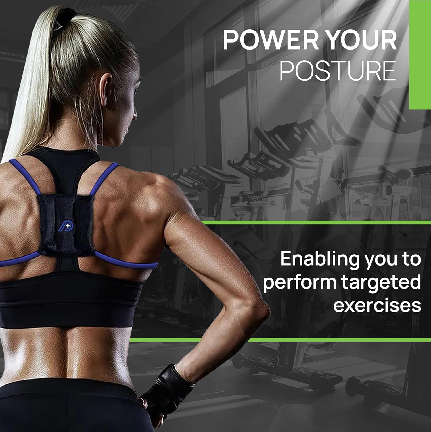 PRIMEKINETIX PostureMedic Dynamic Posture Corrector - Active Resistance Training System for Upper Back Strengthening & Shoulder Alignment - Stretches Chest, Strengthens Back - Doctor Recommended - Size M (Blue)