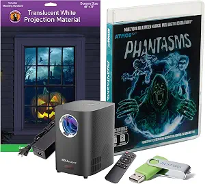 HoliScapes® USB Projector Kit - Phantasms + Projector + 5.5 ft x 9 ft Projection Screen