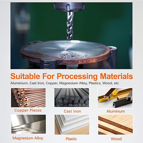 Vista 9 de ASNOMY Juego de 10 fresas de extremo de 4 flautas, fresas métricas CNC, brocas de fresado, juego de herramientas para madera, aluminio, hierro