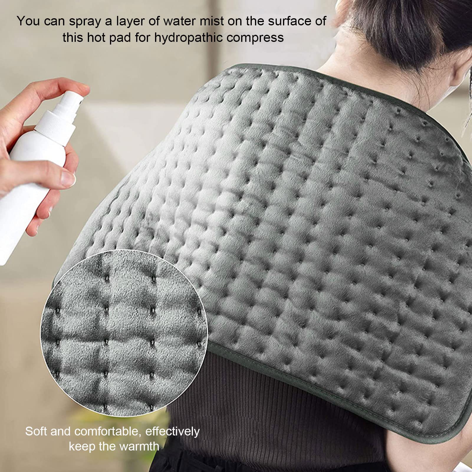 Electric Heat Pad 40 x 30 cm Warm Blanket Soft and Comfortable Machine Washable Electric Heating Pad for Back, Neck and Shoulders, Cervical(US)