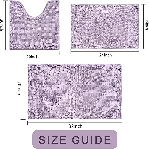 Miniatura 9 de Juego de alfombras de baño de 3 piezas, súper suaves y absorbentes, con alfombra de inodoro en forma de U, alfombra de baño fuerte de PVC en la