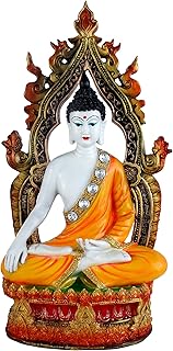 GW Creations Buddha with Temple(White,Kesari) Buddha showpiece Buddha showpiece Big Buddha showpiece Amazon Buddha showpiece with Water Buddha showpiece Big Size Buddha showpiece