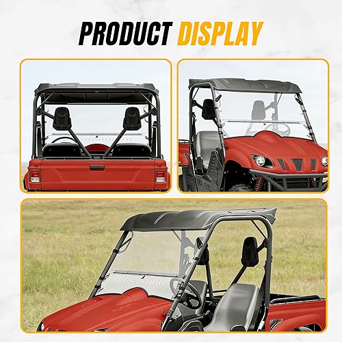 Vista 23 de KUAFU Parabrisas abatible de 1/4 pulgadas de grosor compatible con Yamaha Rhino 450 2006-2009 / Rhino 660 2004-2007 / 2008-2013 Rhino 700