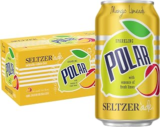 Polar Beverage Mango Limeade Seltzer'ade, 12 fl oz.(Pack of 8)