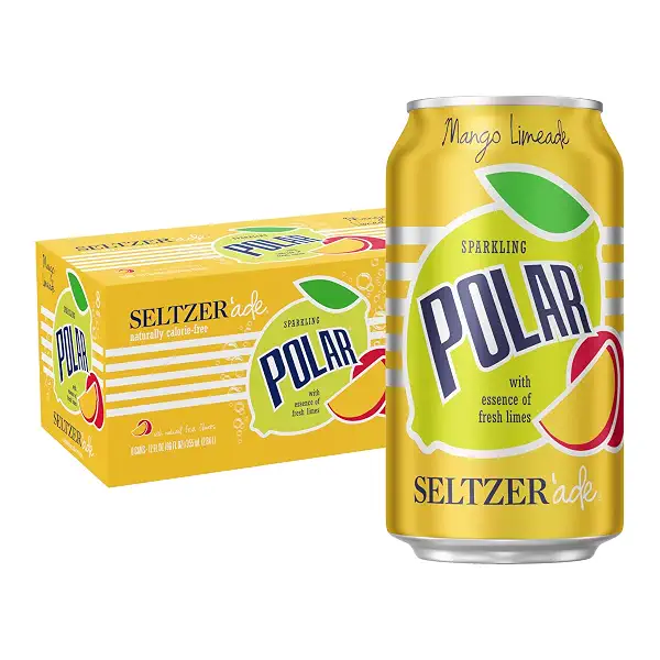 Polar Beverage Mango Limeade Seltzer'ade, 12 fl oz.(Pack of 8) 1