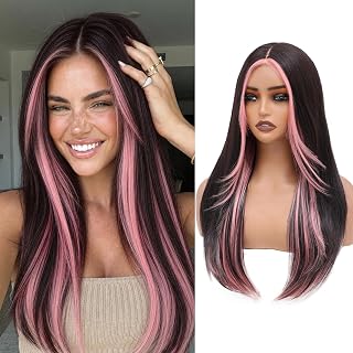 WECAN 24-inch pink layered wig