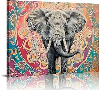 MMAFUL Elephant Tusk Canvas Wall Art Print for Home Decor - Living Room Bedroom Office Wall Decor 20x16in