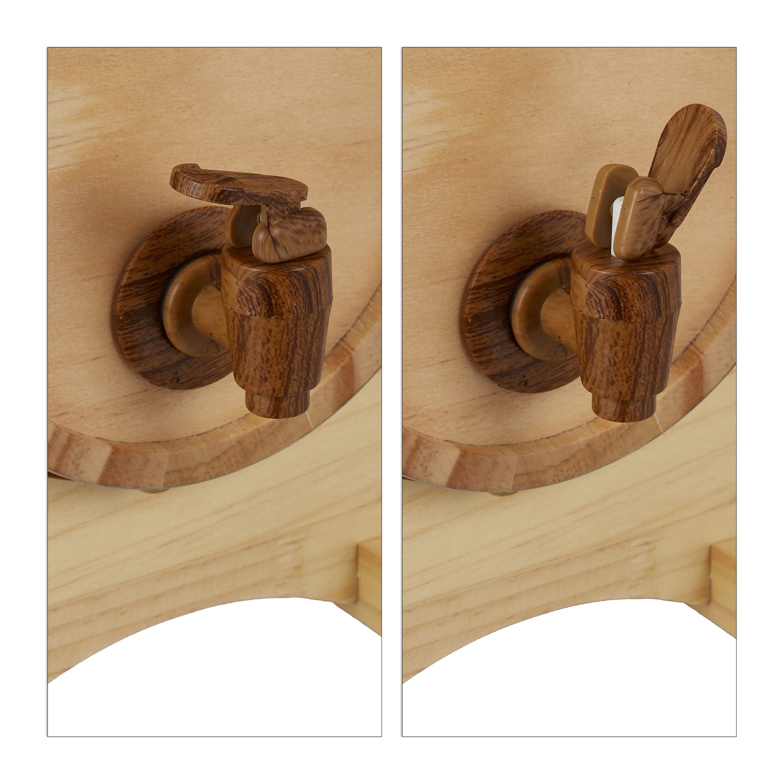 Relaxdays Barril Madera 1,25 L con Grifo y Soporte, Vino, Whisky, Licor, Dispensador, 1 Ud., 23 x 16 x 25,5 cm, Marrón