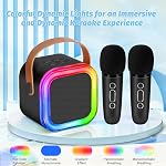 Mini Machine à karaoké pour enfants, Jouets fille, Microphone karaoke sans fil pour enfants 4,5,6,7,8,9,10 Jouets de l'année (Noir)