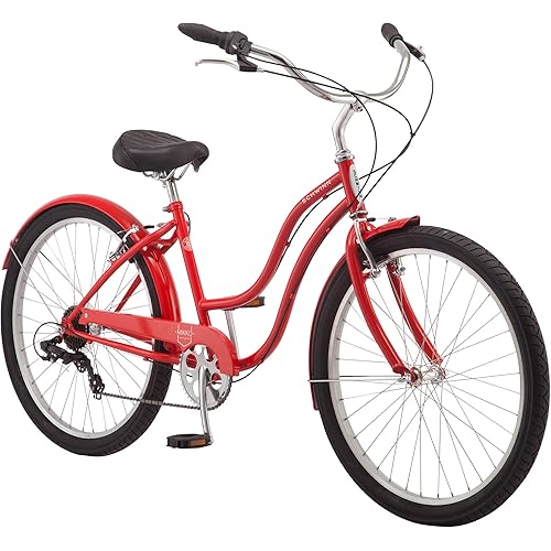 Schwinn Mikko Beach Cruiser Bike for Adult Men and Women, 1/3/7-Speed Twist Shifter Options, 26-Inch Wheels, 17-Inch Steel Frames, Full Front & Rear Fenders, Vintage Inspired Classic Cruiser Handlebar