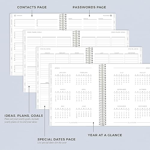 Miniatura 6 de PLUM PAPER Planificador - 7 x 9 pulgadas en espiral de aluminio. Agenda semanal 2024 encuadernada en espiral, planificador mensual hecho con