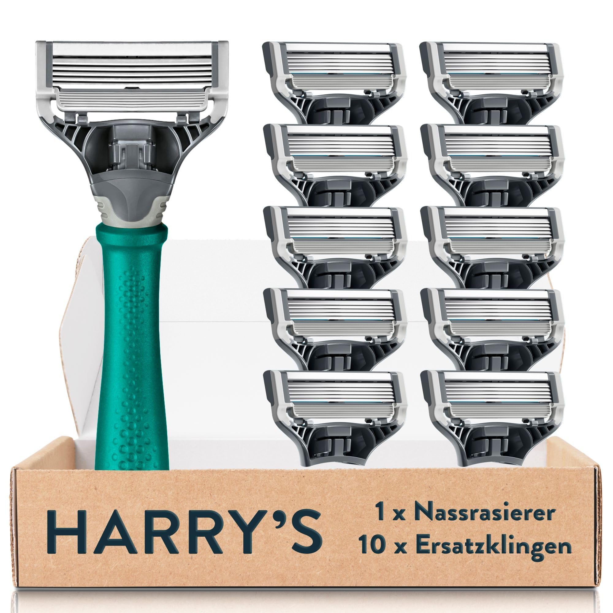 Harry’s Nassrasierer für Männer – Rasier-Set mit grünem Griff, 10 Ersatz-Rasierklingen Rasierer, Rasierklingen für Herren, Rasier, Rasier Klingen Männer, Nassrasierer Klingen