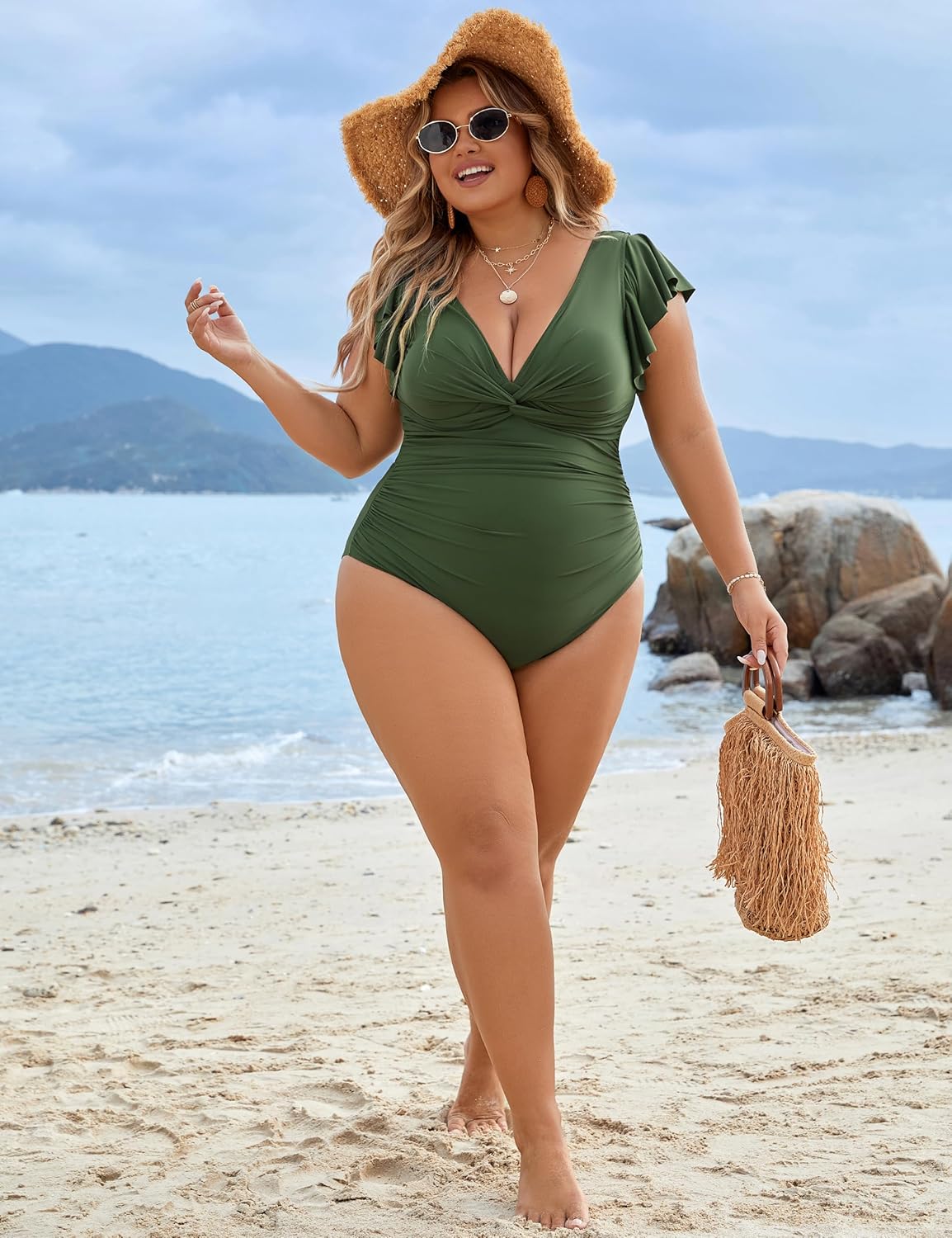 Blooming Jelly Womens Tummy Control Bathing Suit One Piece Plus Size Swimsuits Lace Up Back Ruffle Swim Suits 2026 - Image 5