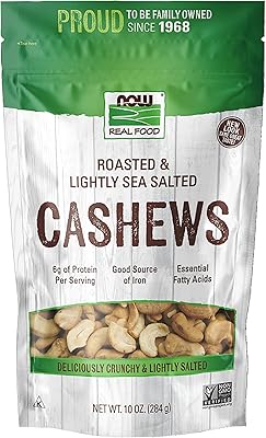 NOW Foods, Cashews, Roasted and Salted, Rich Buttery Flavor, Source of Protein and Healthy Fatty Acids, Certified Non-GMO,...