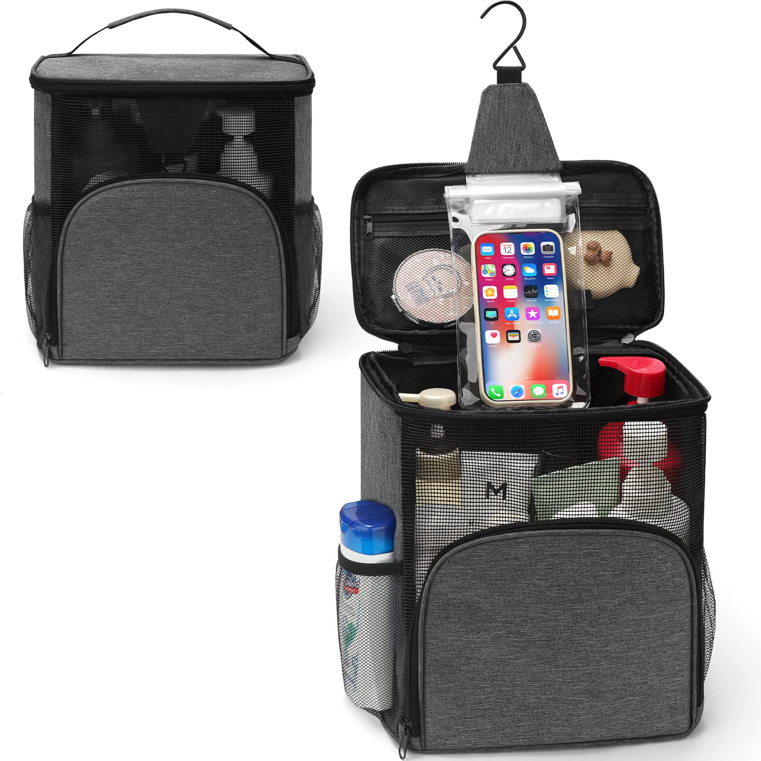 EIMMBD Hanging Shower Bag Shower Caddy Portable Larger Capacity Upgraded Toiletry Shower Tote for Gym Travel Camping College