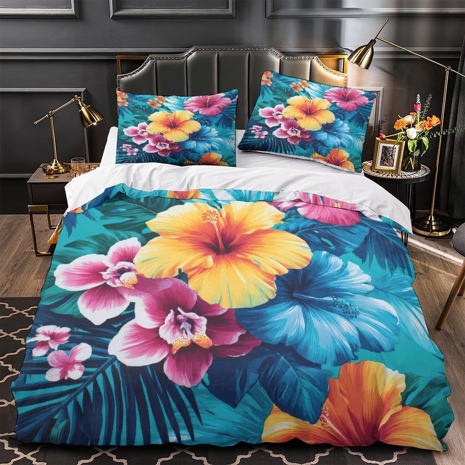Parure de lit fleurs tropicales hypoallergique et ultra douce contre les nuits agitées