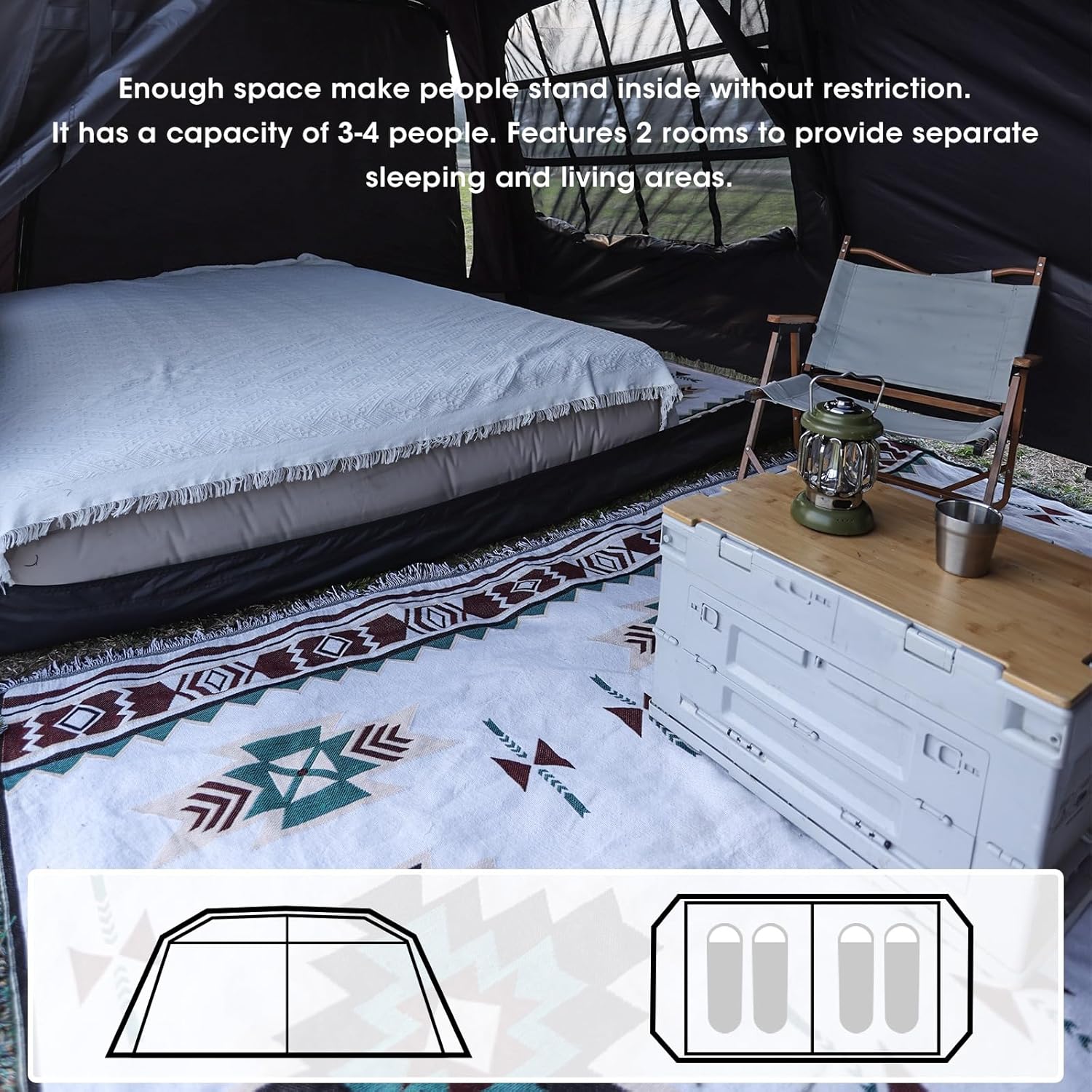 4-6-8 Person Instant Cabin Tent for Camping 60s Easy Setup Large Family Camping Tent for Outdoor