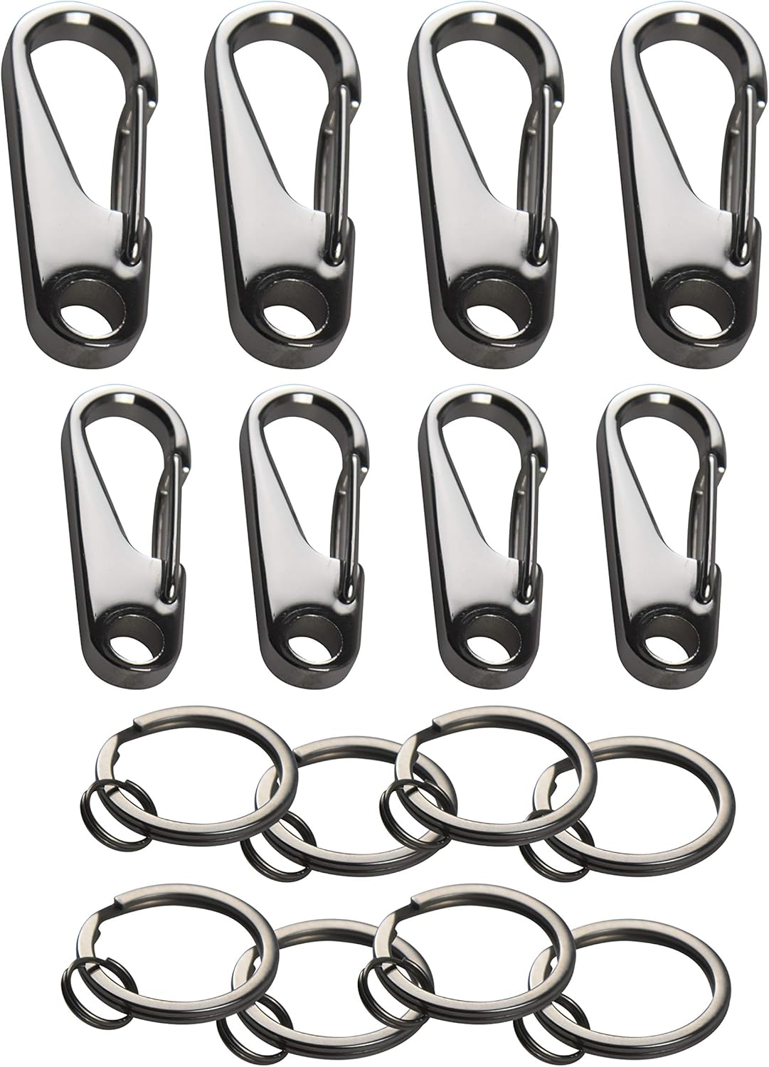 8 pack 304 Stainless Steel heavy duty with 6mm thickness,Carabiner Clip with KeyRing and Quick Release Snap Hook & KeyRing KeyChain Holder : Sports & Outdoors
