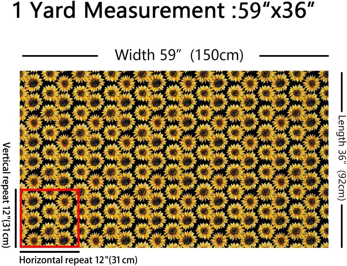 Sunflower DIY Fabric by The Yard for Kids Teens Woman Girls Craft Lovers,Warm Sunshine Theme with Bright Plants,Decorative Fabric for Upholstery and Home Accents,5 Yards,Yellow Minimalist