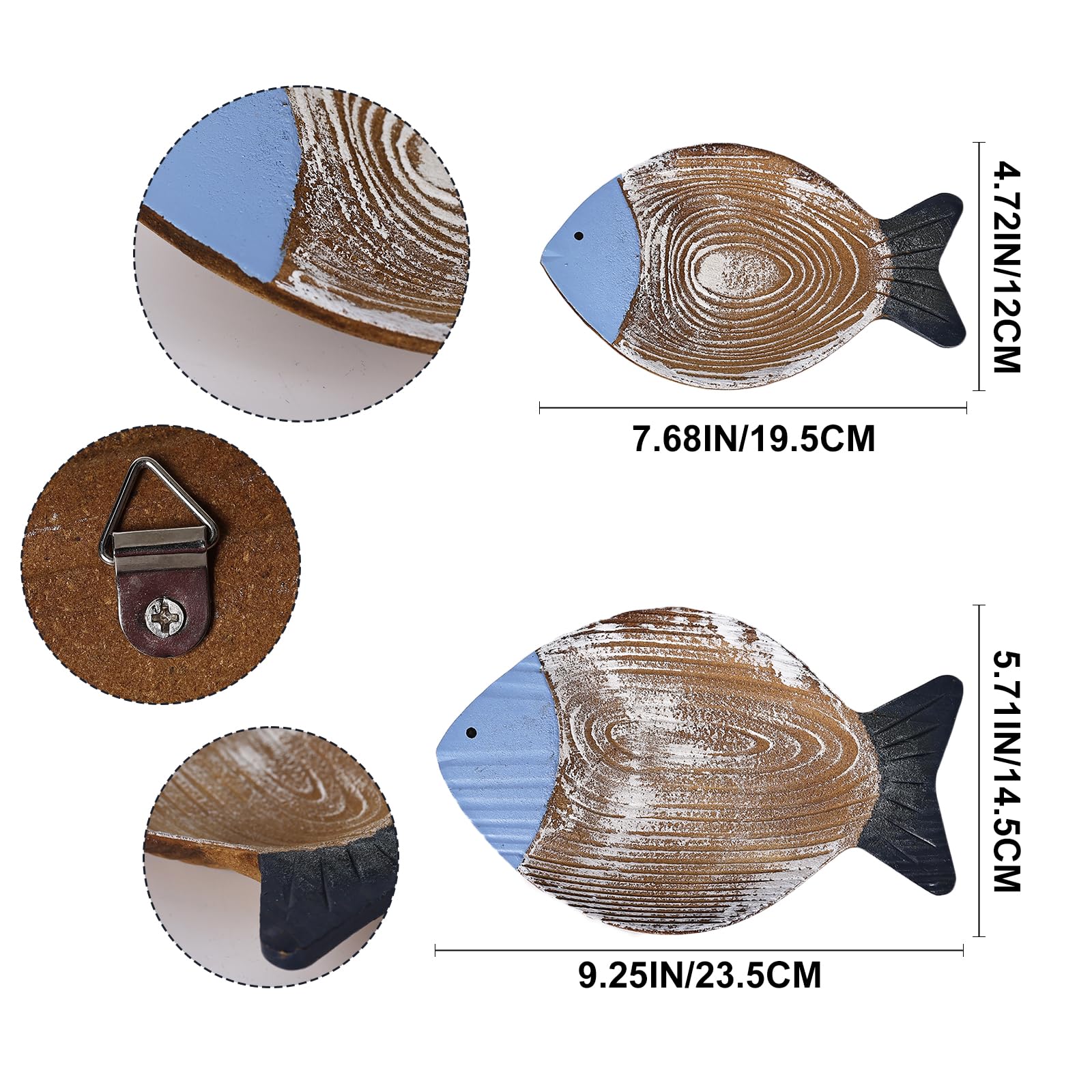 Coastal Beach House Nautical Wall Art 2 Piece Wood Fish Wall Decor ...