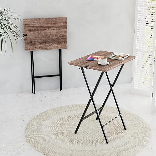 Miniatura 42 de VECELO Bandeja plegable de TV para comer, juego de 2, mesa portátil para cena/merienda con portavasos para sofá, sala de estar y espacio pequeño,