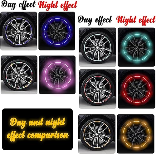 Miniatura 4 de 40 calcomanías reflectantes para ruedas de automóvil, calcomanías decorativas de advertencia de seguridad nocturna, calcomanías reflectantes