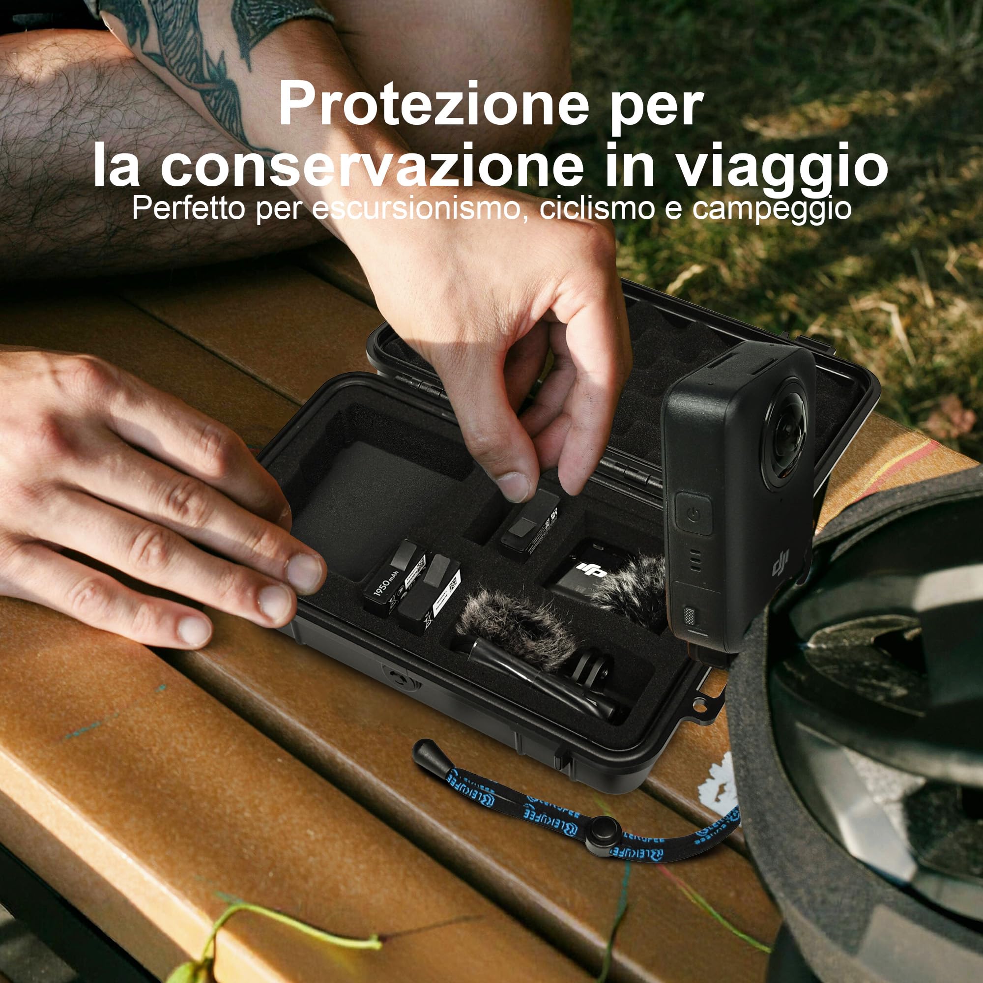 LEKUFEE Custodia Rigida da Viaggio Impermeabile per DJI Osmo 360, Custodia multifunzione per batteria 2 di Osmo Action e altri Accessori (Solo Custodia & Borsa)