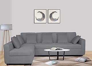 Adorn India Wood Rio Decent L Shape 5 Seater corner Sofa Set Left Side Handle (Grey)