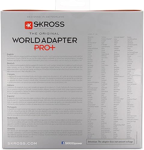 Miniatura 10 de Skross Pro+ Swiss Design Adaptador para viajes, con 3 polos., Blanco, 1.103110, 693watts