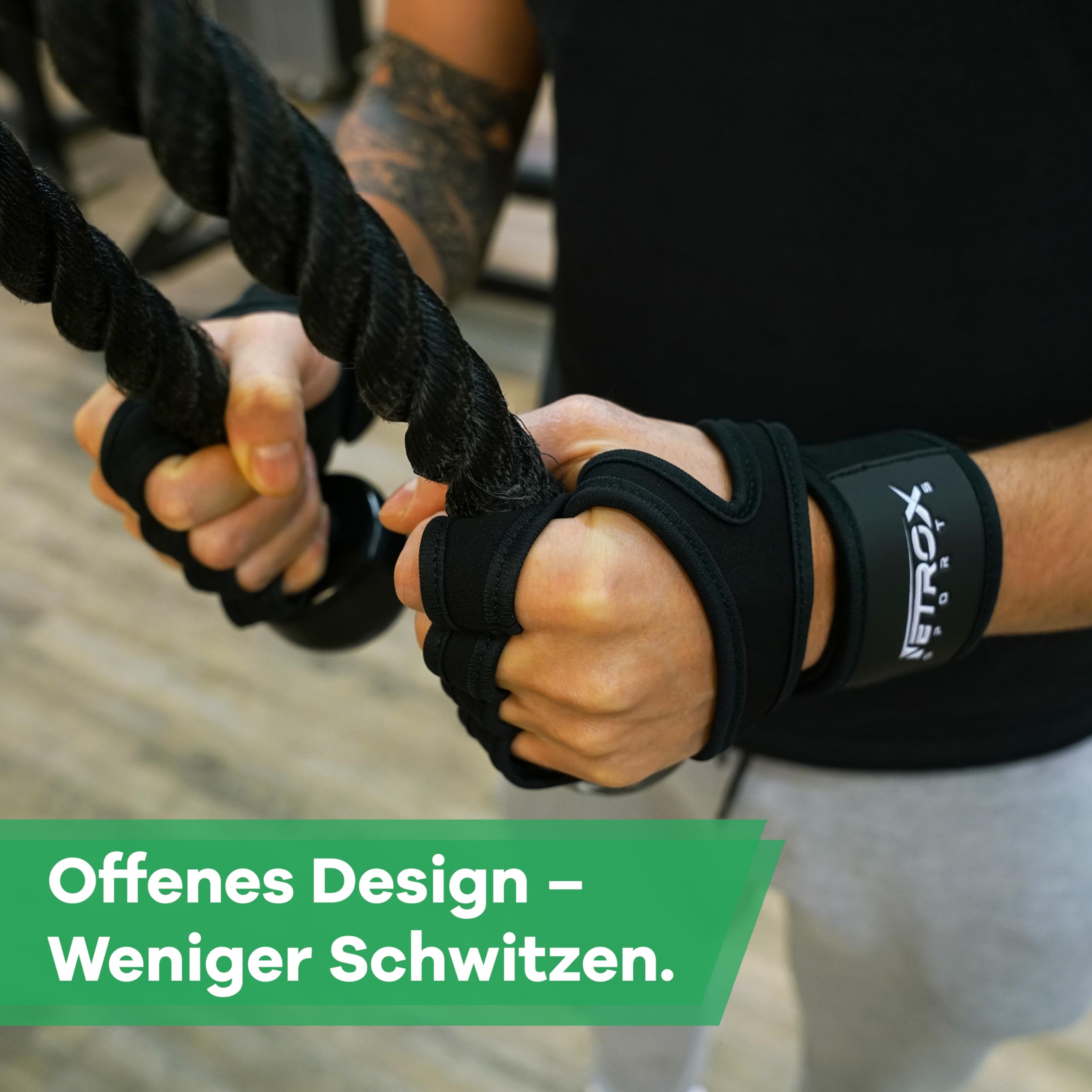 NetroxSports - Trainingshandschuhe mit Handgelenkbandage für Krafttraining Kraftsport - Fitness Handschuhe Gym mit Handgelenkschutz Herren & Damen - Sporthandschuhe Fitnesshandschuhe Sport Training
