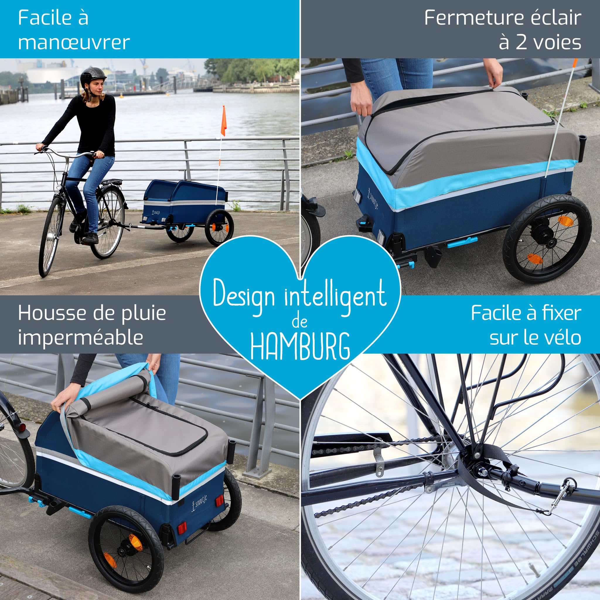 remorque vélo ou Chariot de Transport à roulettes Pliable | Compatible ebike | Fonction Jogging Possible avec Roue Avant et poignée en Option | idéal Camping, Festival, Jardin