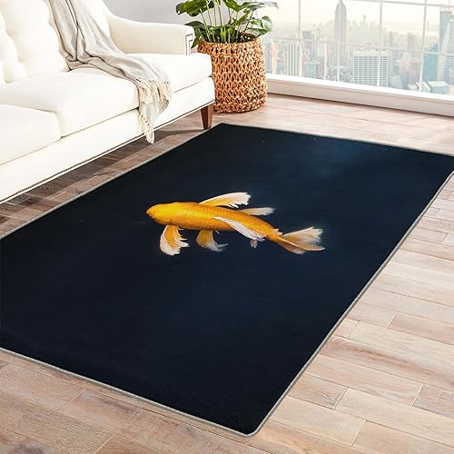 Miniatura 1 de ZDABAOEC Alfombra de peces de 3 x 5 pies, alfombra de área de peces dorados para dormitorio, sala de estar, entrada, alfombra pequeña con estampado